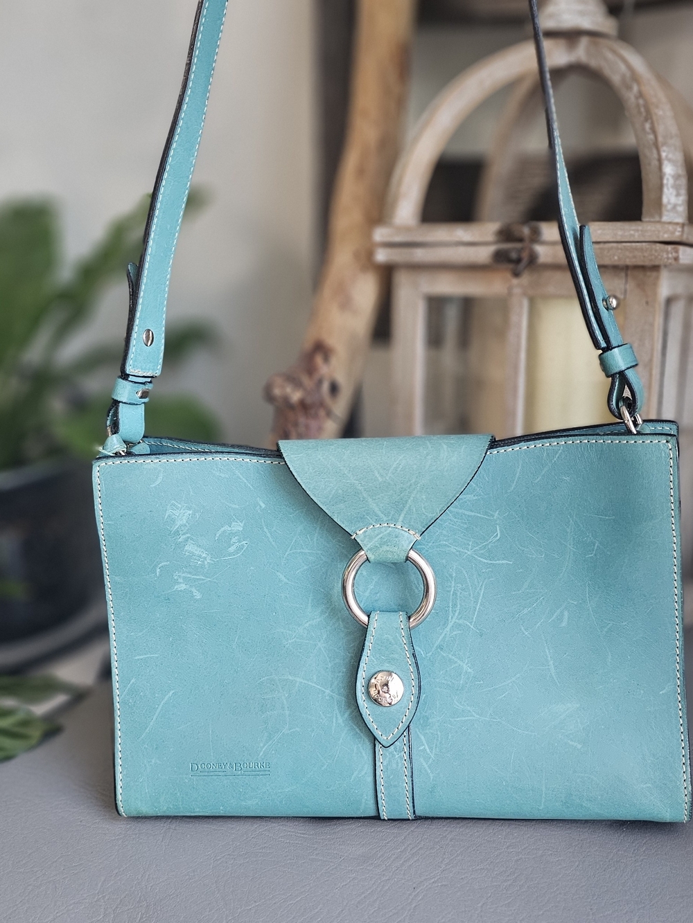 Turquoise Dooney & Bourke Alto Ring Flap Shoulder Bag